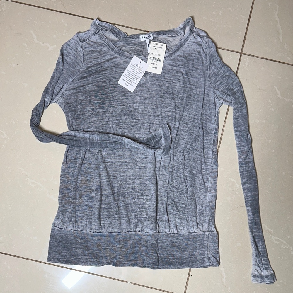 Splendid Heathered Gray Long Sleeve Blouse